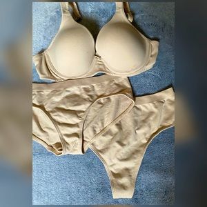 Vintage Body by Victoria’s Secret Beige/Tan Bra and Panties Set